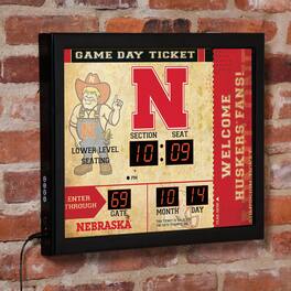 Evergreen Enterprises - Nebraska Huskers 15" x 19" Bluetooth Scoreboard Wall Clock - Brown