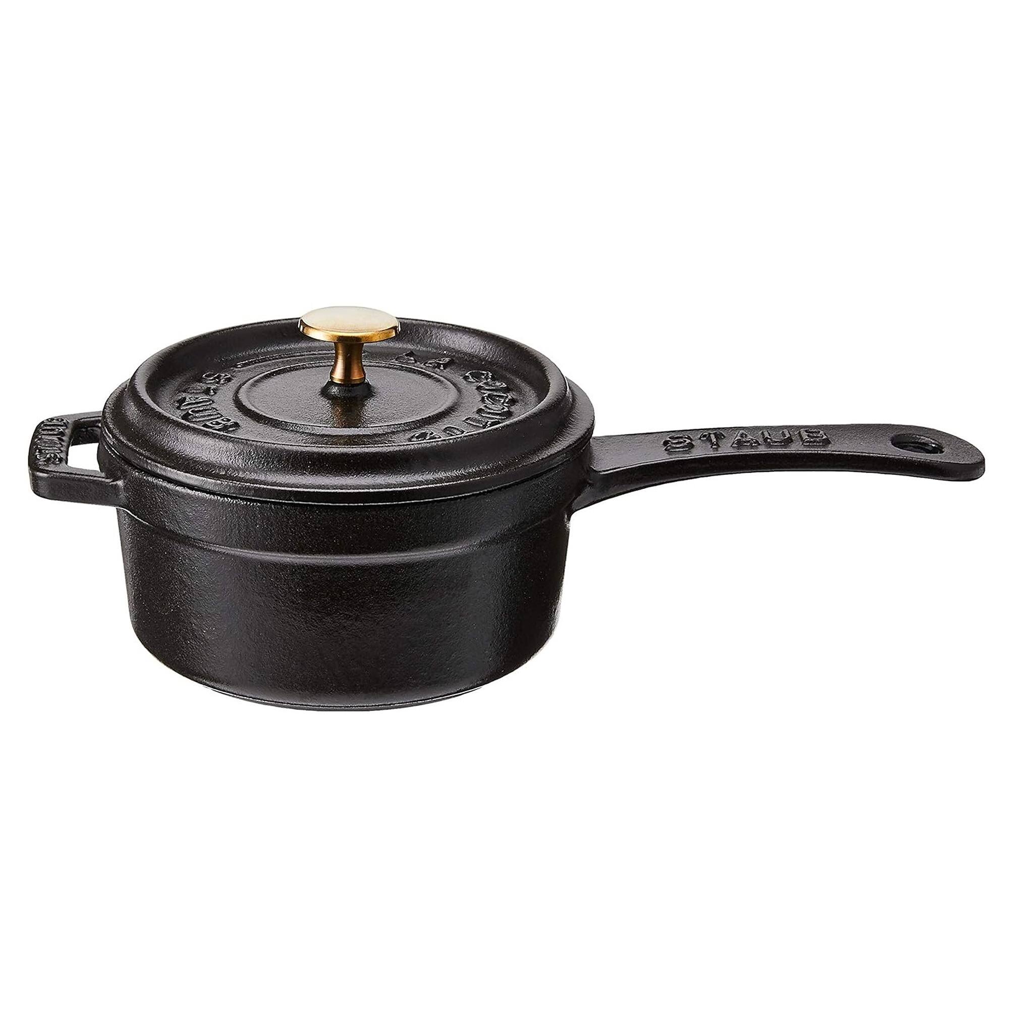 Alt View 2. Staub - Staub Cast Iron 0.25-qt Mini Saucepan - Matte Black - Matte Black.