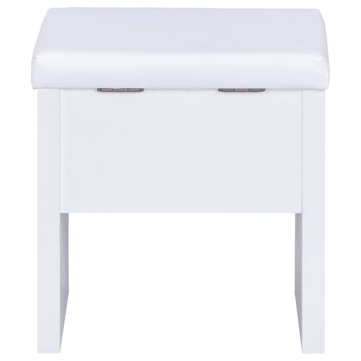 Alt View 8. Loheer - Loheer White Makeup Vanity Set with Mirror and Stool - White.