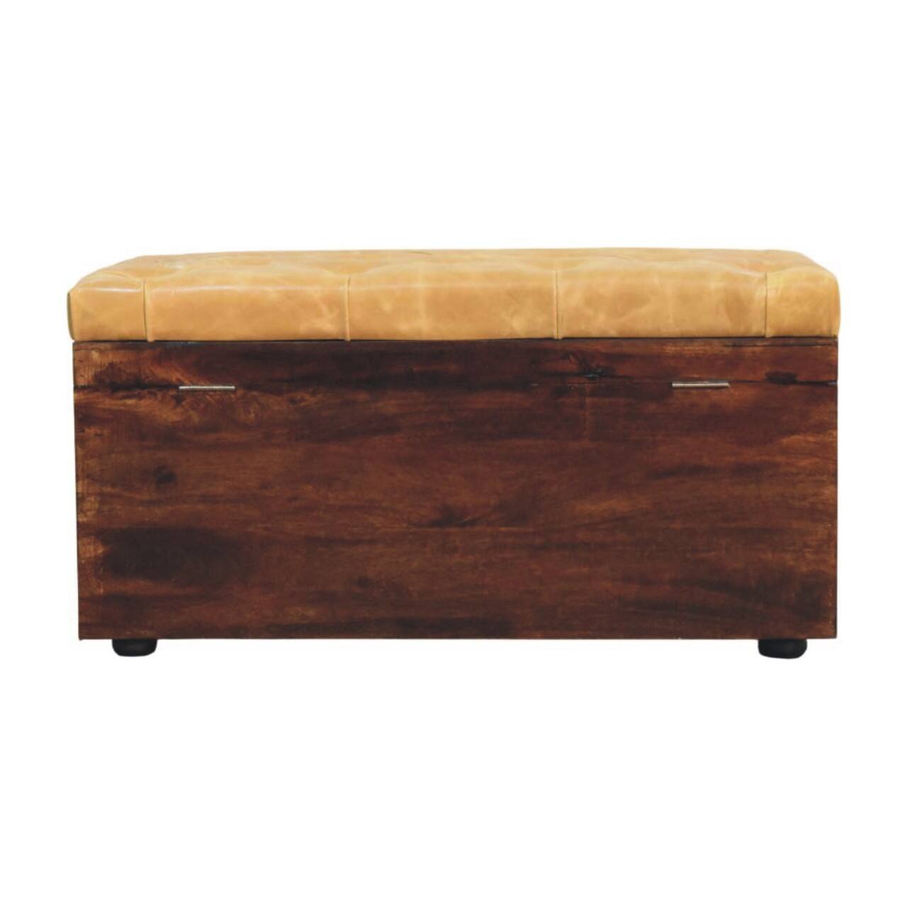 Alt View 7. Artisan Furniture - Artisan Furniture Solid wood Tan Leather Storage Trunk Bench, Orange and Dark Brown - Orange And Brown.