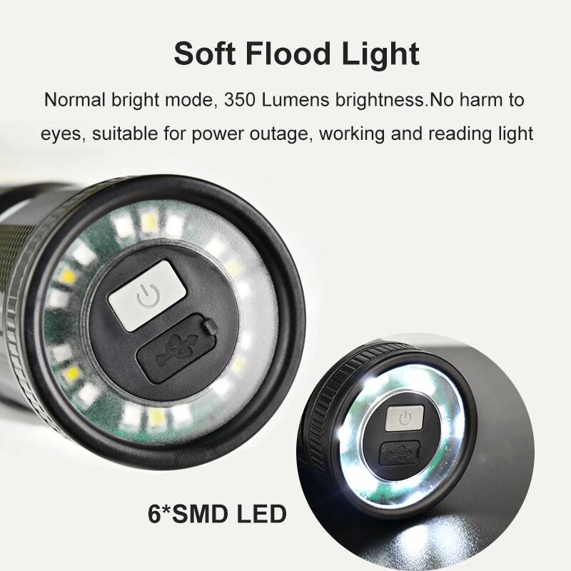Soft Flood Light

Normal bright mode, 350 Lumens brightness. No harm to eyes, suitable for power outage, working and reading light

6*SMD LED
