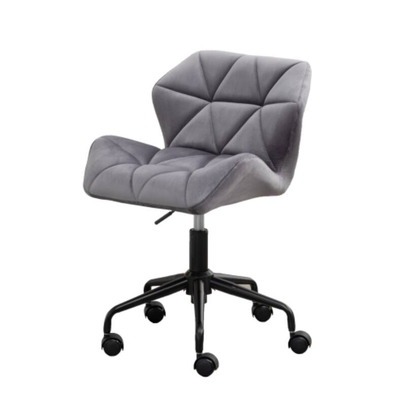 Alt View 5. HTUTWOO - Diamond Tufted Office Chair, 360° Swivel Adjustable Height, Velvet Fabric with High-Density Foam- for Home Office, Study - Gray.