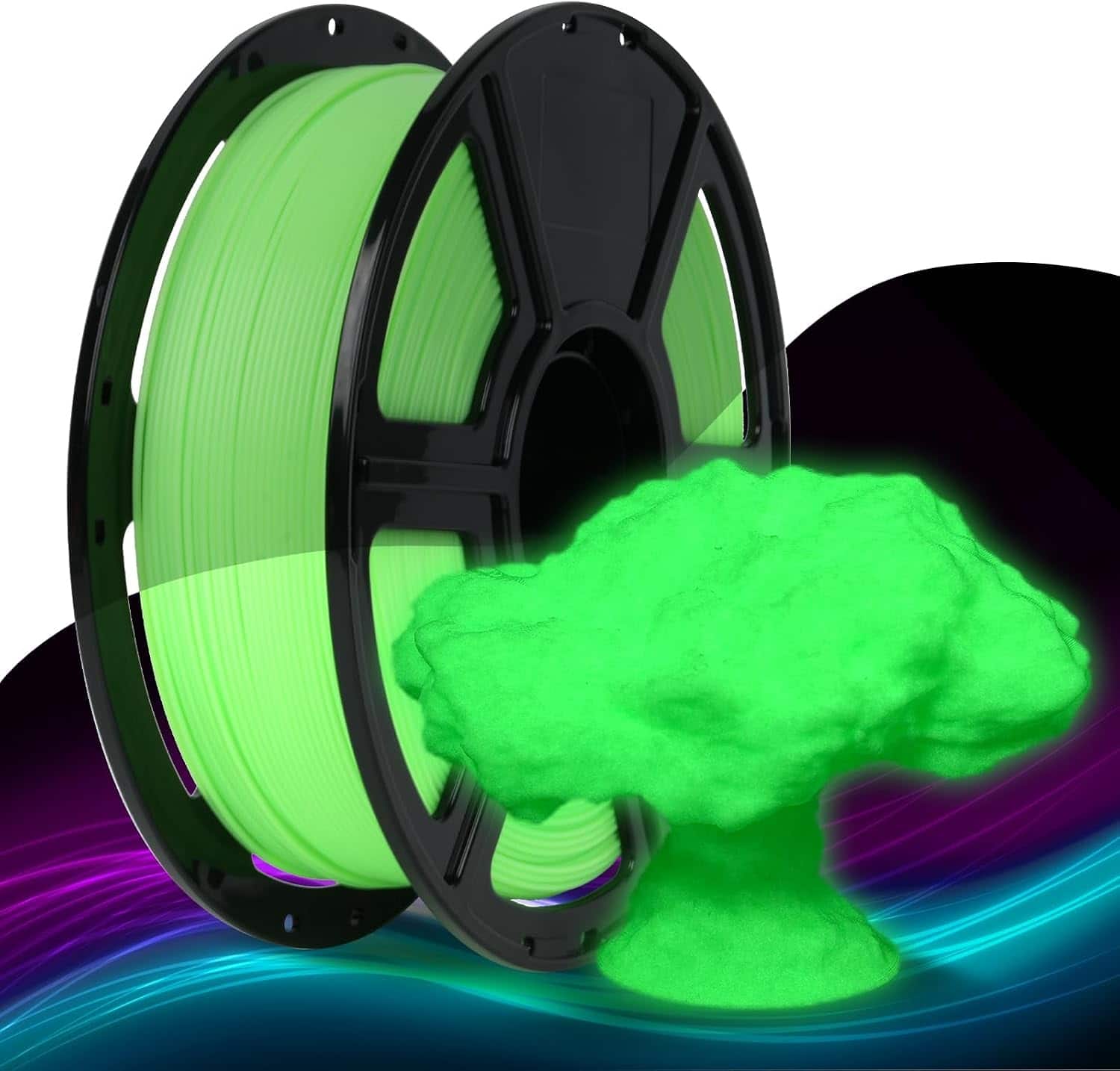 Flashforge - High Speed PLA Luminous 3D Printer Filament-1.75mm-1kg (2.2 lbs) Spool - Green