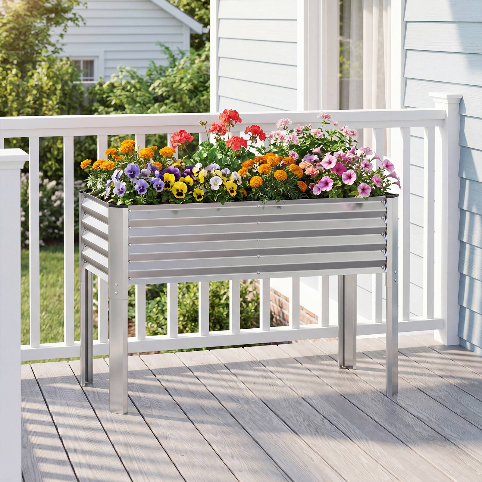 Alt View 1. Costway - Costway 1 PCS Galvanized Raised Garden Bed with Legs, Metal Elevated Planter Box for Vegetables - Sliver.