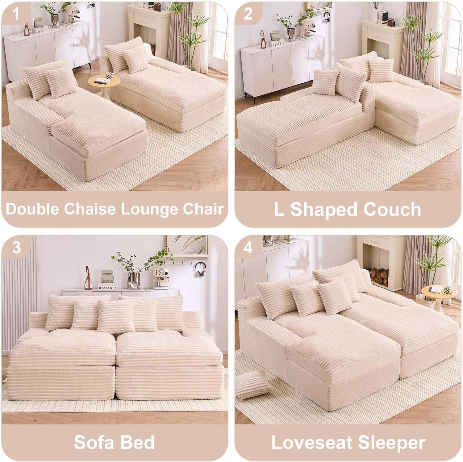 1. Double Chaise Lounge Chair  
2. L Shaped Couch  
3. Sofa Bed  
4. Loveseat Sleeper
