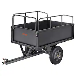 VEVOR - Garden Utility Trailer, 17 Cu. Ft & 600lbs Capacity, ATV UTV Hauling Trailer, Tow Behind Steel Dump Cart with 16" Tires - Black