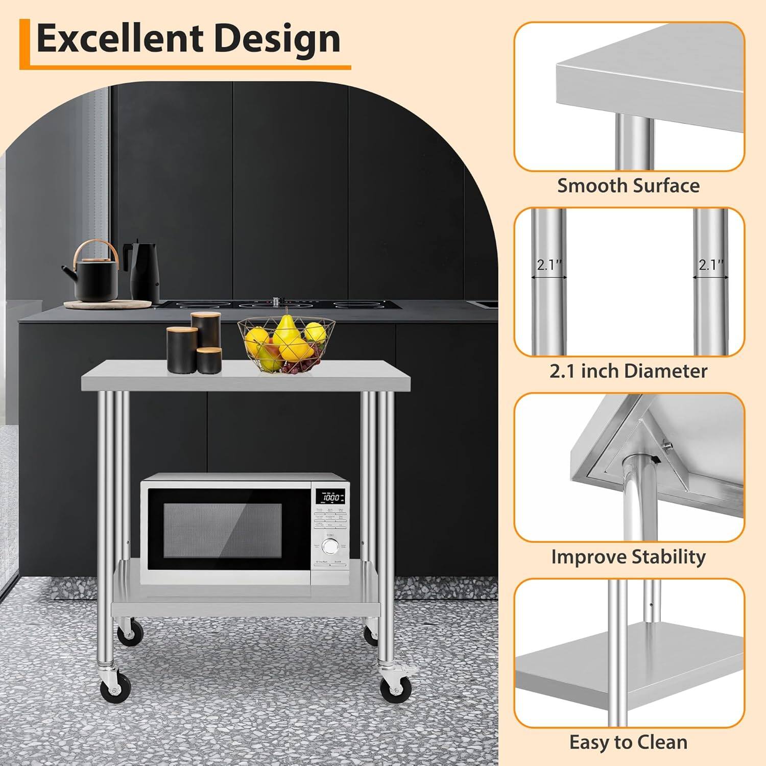 Excellent Design

- Smooth Surface
- 2.1 inch Diameter
- Improve Stability
- Easy to Clean