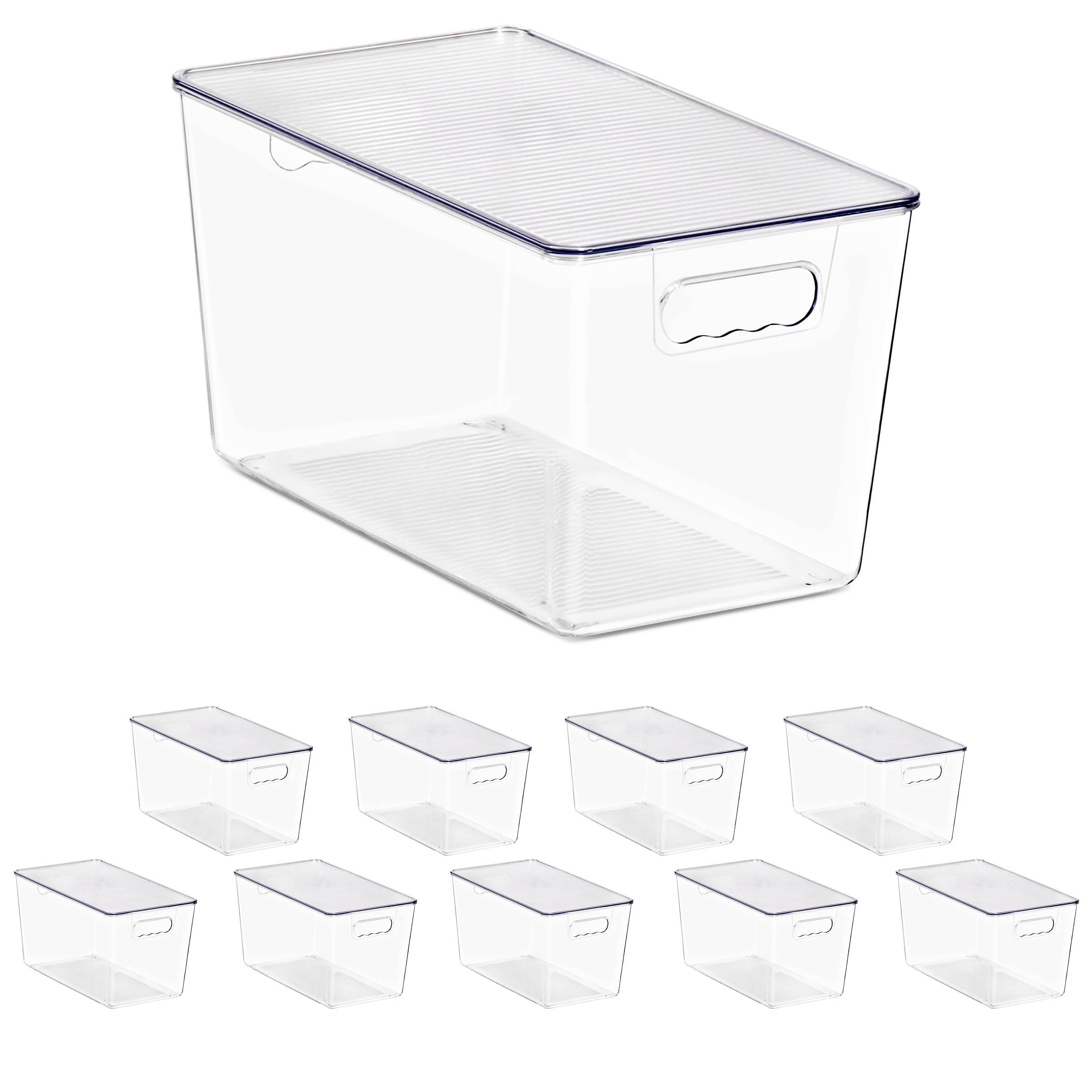 Sorbus - Storage Bins with Lids, 10 Pack X-Large Organization Bins with Handles – Stackable Storage - Clear