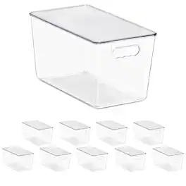 Sorbus - Storage Bins with Lids, 10 Pack X-Large Organization Bins with Handles – Stackable Storage - Clear