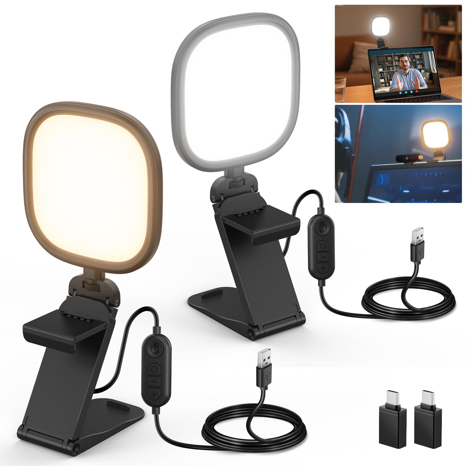 Front. Neewer - BASICS 2-Pack 5" 10W LED Streaming Lights, Bi-Color CRI95%, w/ Stands, NL10.