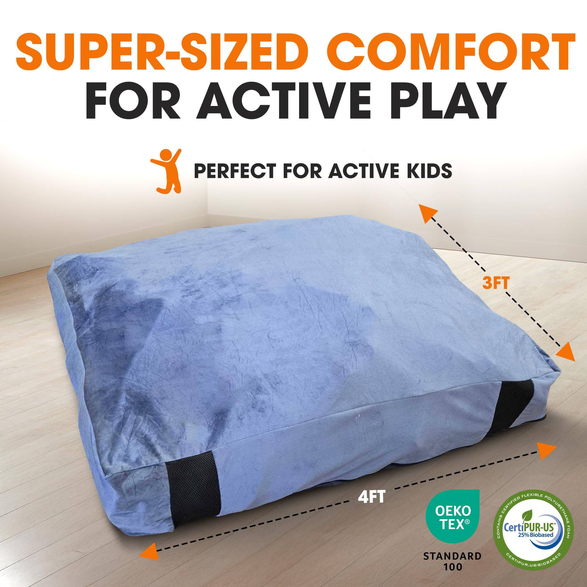 SUPER-SIZED COMFORT FOR ACTIVE PLAY  
PERFECT FOR ACTIVE KIDS  
3FT  
4FT  
FLEXIBLE CERTIFIED POLYURETHANE TEX CONTAINS CertiPUR-US 25% Biobased FOAM STANDARD