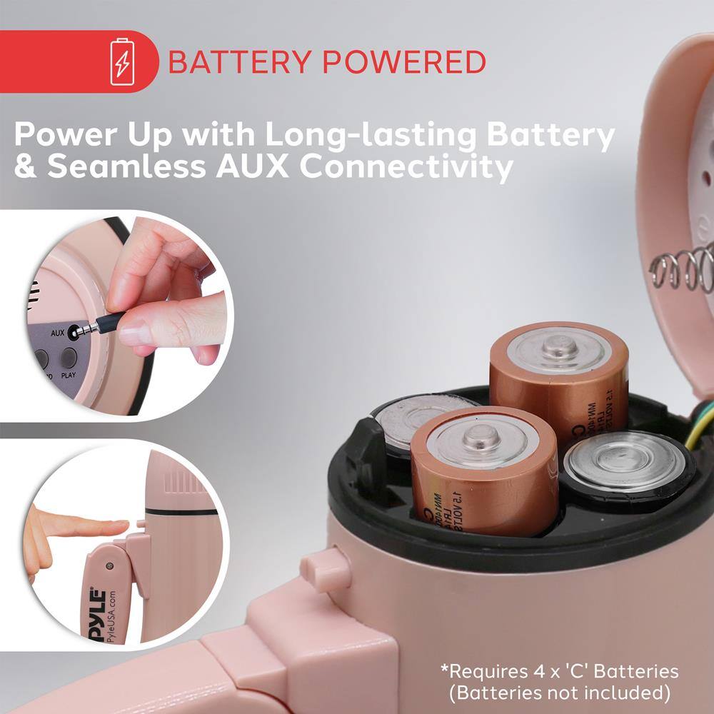 BATTERY POWERED

Power Up with Long-lasting Battery & Seamless AUX Connectivity

*Requires 4 x 'C' Batteries (Batteries not included)