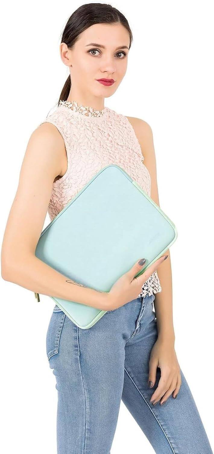 Alt View 1. mosiso - 13 inch Laptop Sleeve for MacBook Air Pro 13 M5 M4 M3 M2 M1 2026-2018 /Neo 13, Neoprene Computer Sleeve with Small Case - Mint Green.