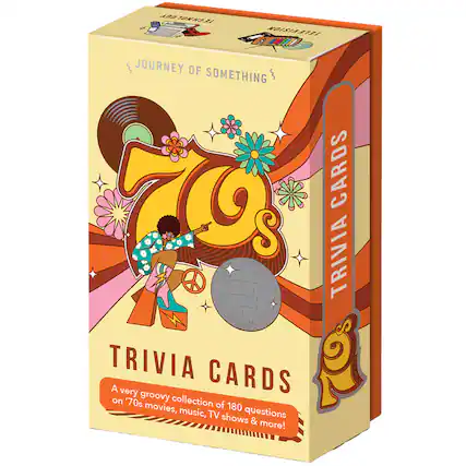 JOURNEY OF SOMETHING TRIVIA CARDS
A very groovy collection of 180 questions on '70s movies, music, TV shows & more!