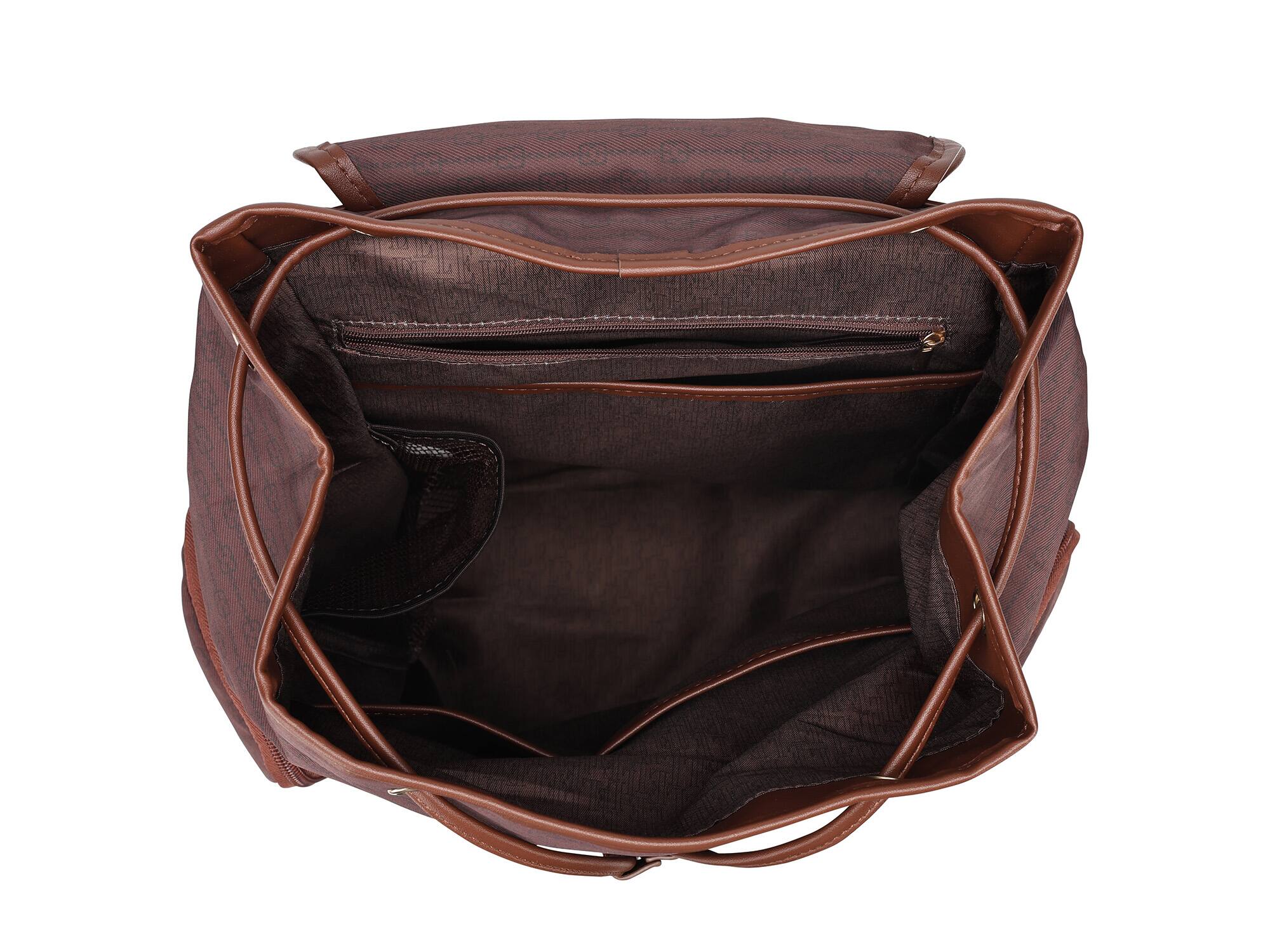 Alt View 2. Elle - ELLE Eleganza 25L Monogram Backpack - Brown - Brown.