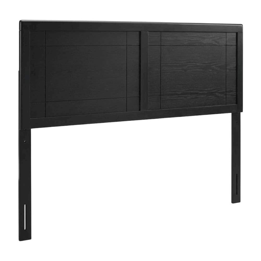 FurniFact - Wood Full Headboard with Classic Design and Durable Construction for Bed - Black