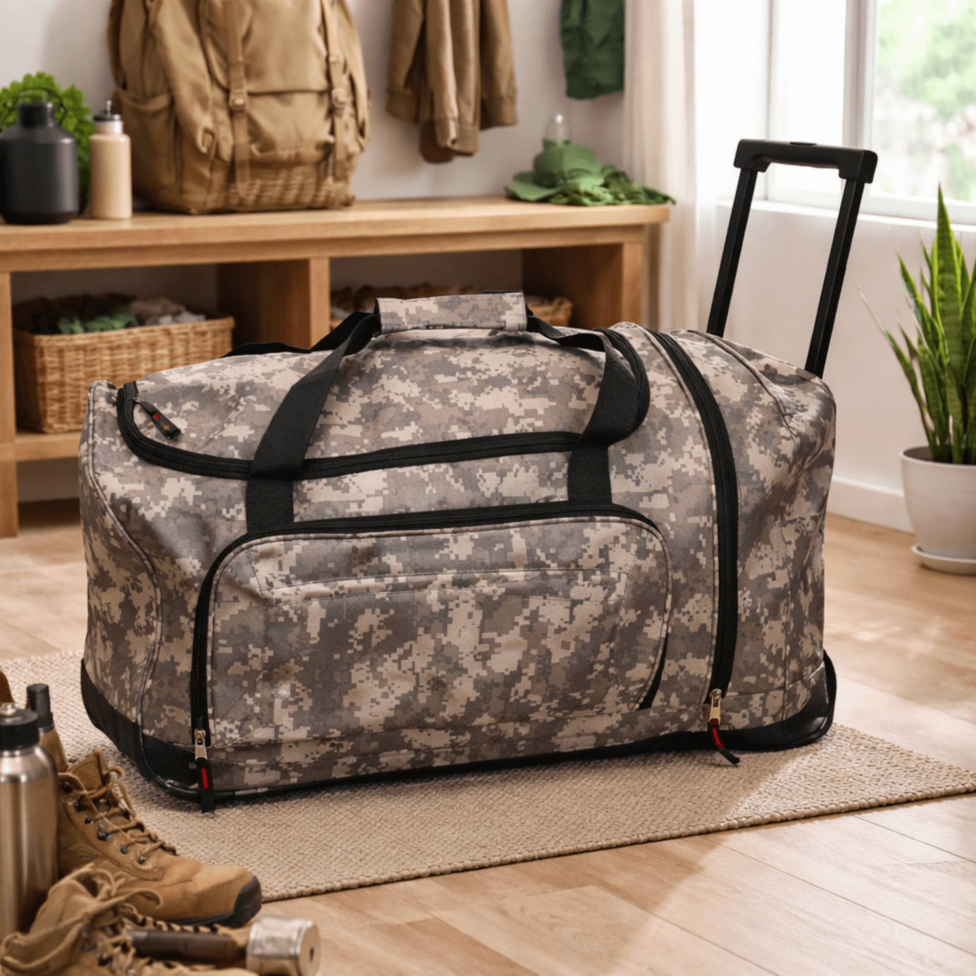 Alt View 2. JupiterGear - WSK Tactical Survival Bag with Wheels for Emergency Gear - Camouflage.