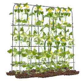 Gymax - 71'' x 71'' U-Shaped Garden Trellis w/Tear-resistant Netting Sharp Ground Stakes - Black