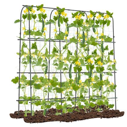 Front. Gymax - Gymax 71'' x 71'' U-Shaped Garden Trellis w/Tear-resistant Netting Sharp Ground Stakes - Black.
