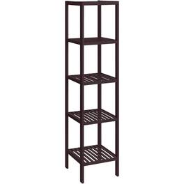 Hivvago - Bamboo Wood 4-Shelf Versatile Storage Unit Rack Narrow Bookcase - Brown