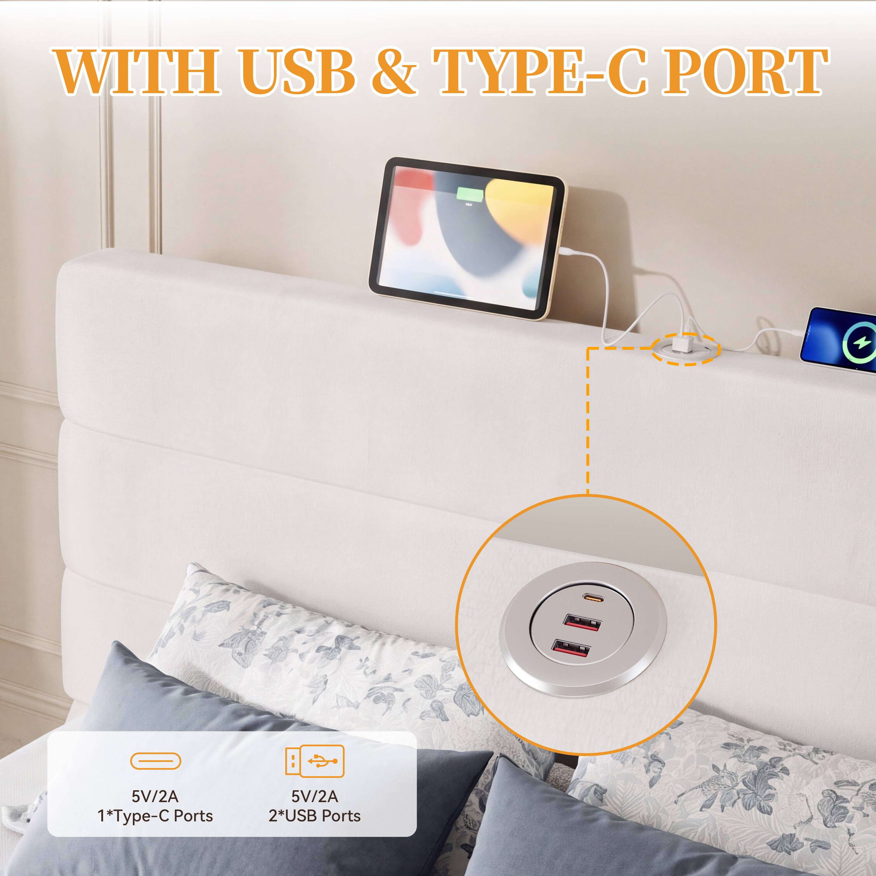 WITH USB & TYPE-C PORT

5V/2A 1*Type-C Ports
5V/2A 2*USB Ports