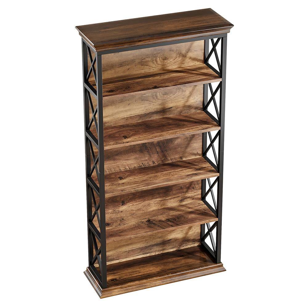 Left. Kadyn - Kadyn Bookshelf, Storage Shelf, Bookcase,6-Tier Bookshelf, 70.87" Etagere Bookcase for Home Office,Brown - Brown.