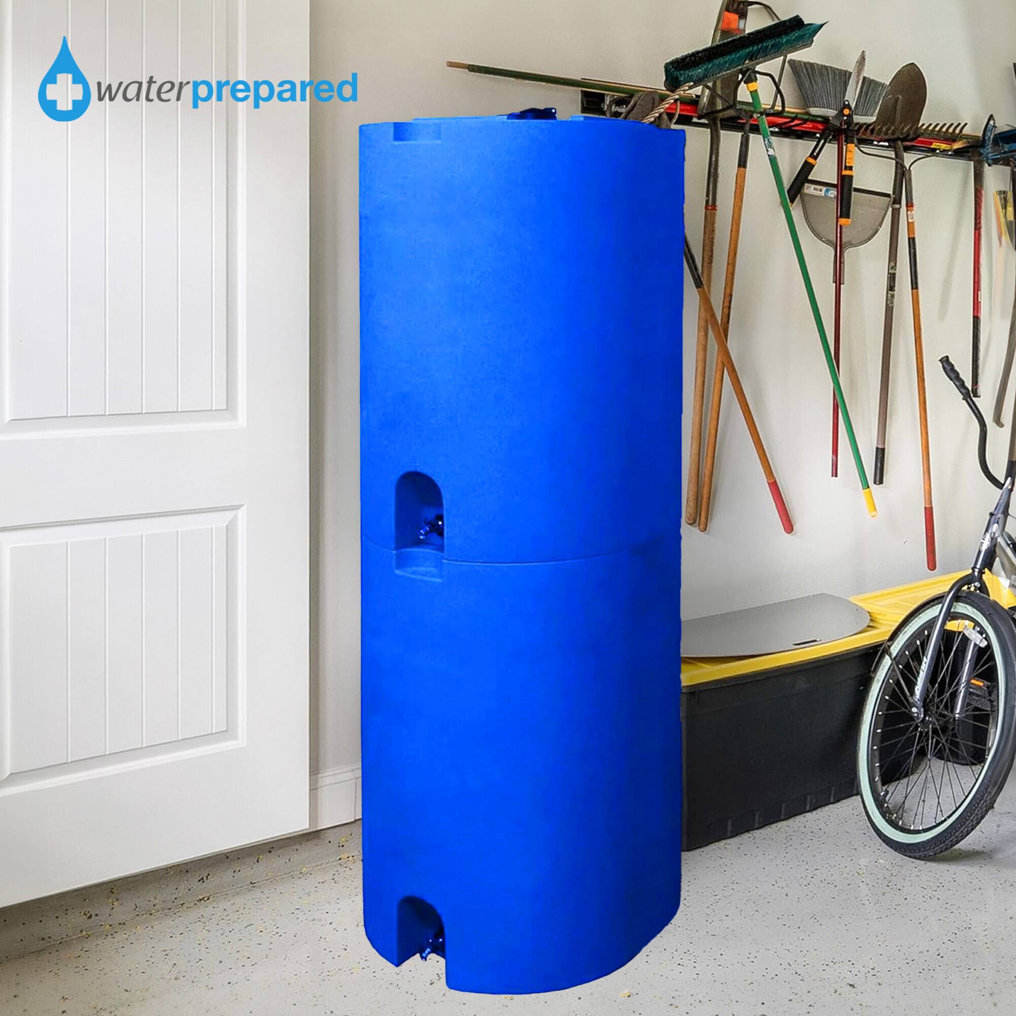 Alt View 2. WaterPrepared - WaterPrepared 55 Gal Stackable Design Utility Water Tank with Large Cap (3 Pack) - Blue.