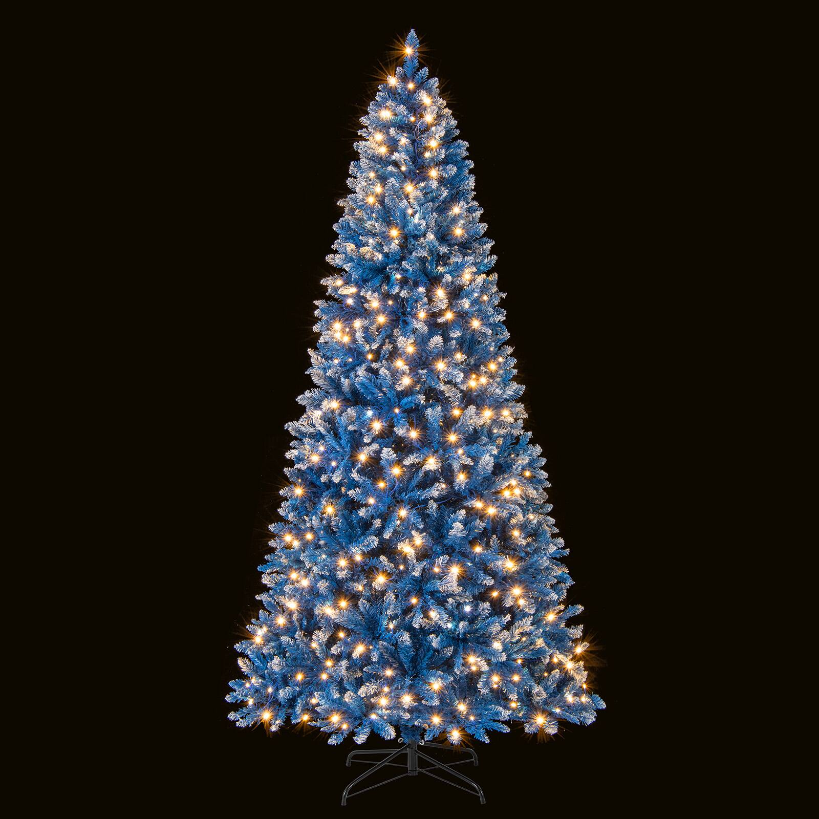 Alt View 9. Gymax - Gymax 8 FT Pre-Lit Artificial Christmas Tree Blue Hinged Xmas Tree w/ 1458 Frosted PVC Branch Tips - Blue.