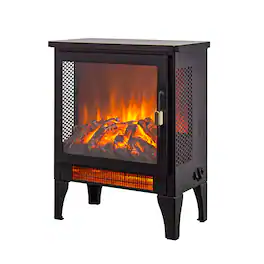 Ecooso - 17" Freestanding Electric Fireplace Stove Heater with 3D Flame Effect Adjustable Heating Function - Antique Black