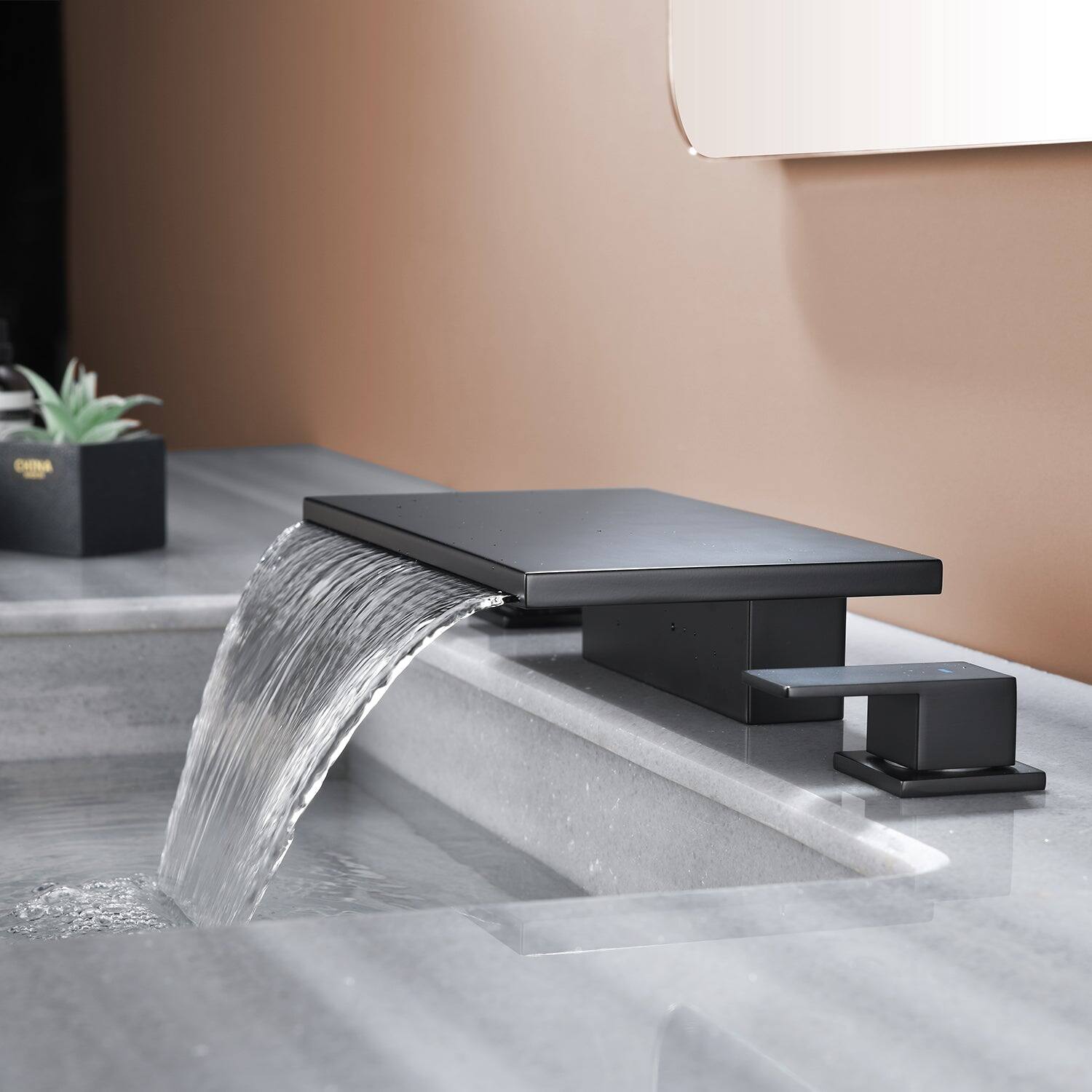 Alt View 3. Boyel Living - Black Faucet SUS304 Waterfall Spout cUPC Quick Connect Temporary Shelf - Matte Black.