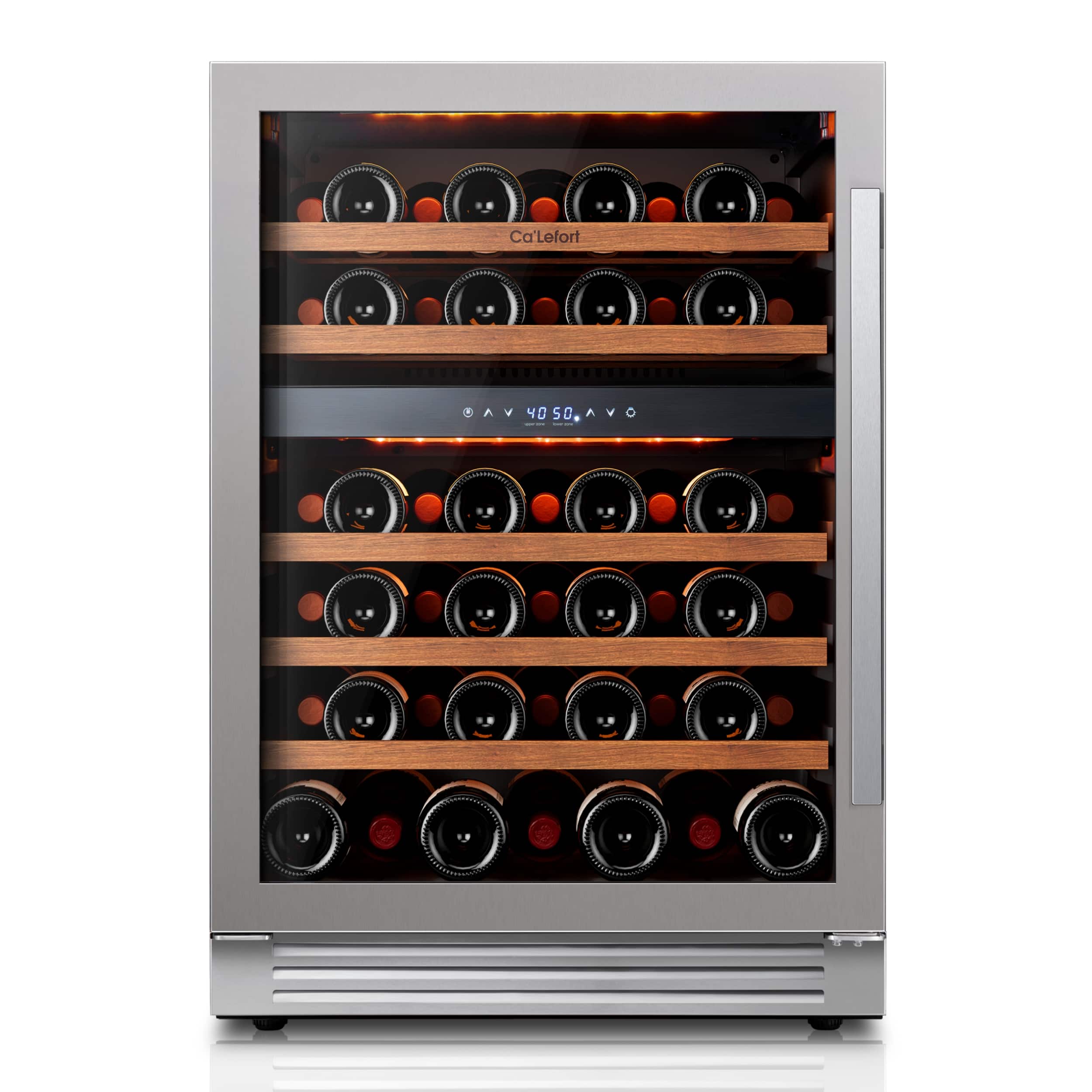 Ca'Lefort - 24 Inch 52 Bottle Wine Cooler Refrigerator, 40-65°F Dual Zone Wine Refrigerator,3 LED Built-in for Home/Bar(5.65 cu.ft) - Stainless Steel