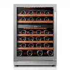 Front. Ca'Lefort - 24 Inch 52 Bottle Wine Cooler Refrigerator, 40-65°F Dual Zone Wine Refrigerator,3 Color LED Built-in for Home/Bar - Stainless Steel.