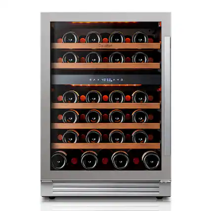 Front. Ca'Lefort - 24 Inch 52 Bottle Wine Cooler Refrigerator, 40-65°F Dual Zone Wine Refrigerator,3 LED Built-in for Home/Bar(5.65 cu.ft) - Stainless Steel.