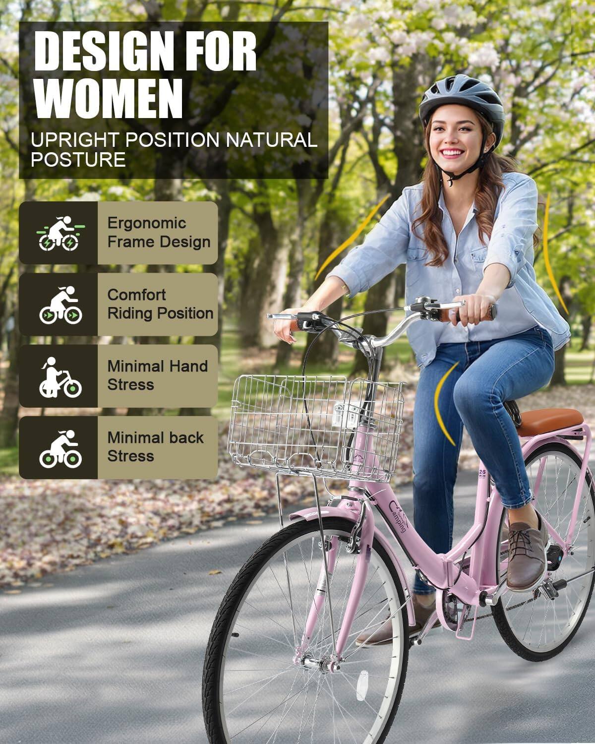 DESIGN FOR WOMEN  
UPRIGHT POSITION NATURAL POSTURE

- Ergonomic Frame Design
- Comfort Riding Position
- Minimal Hand Stress
- Minimal back Stress