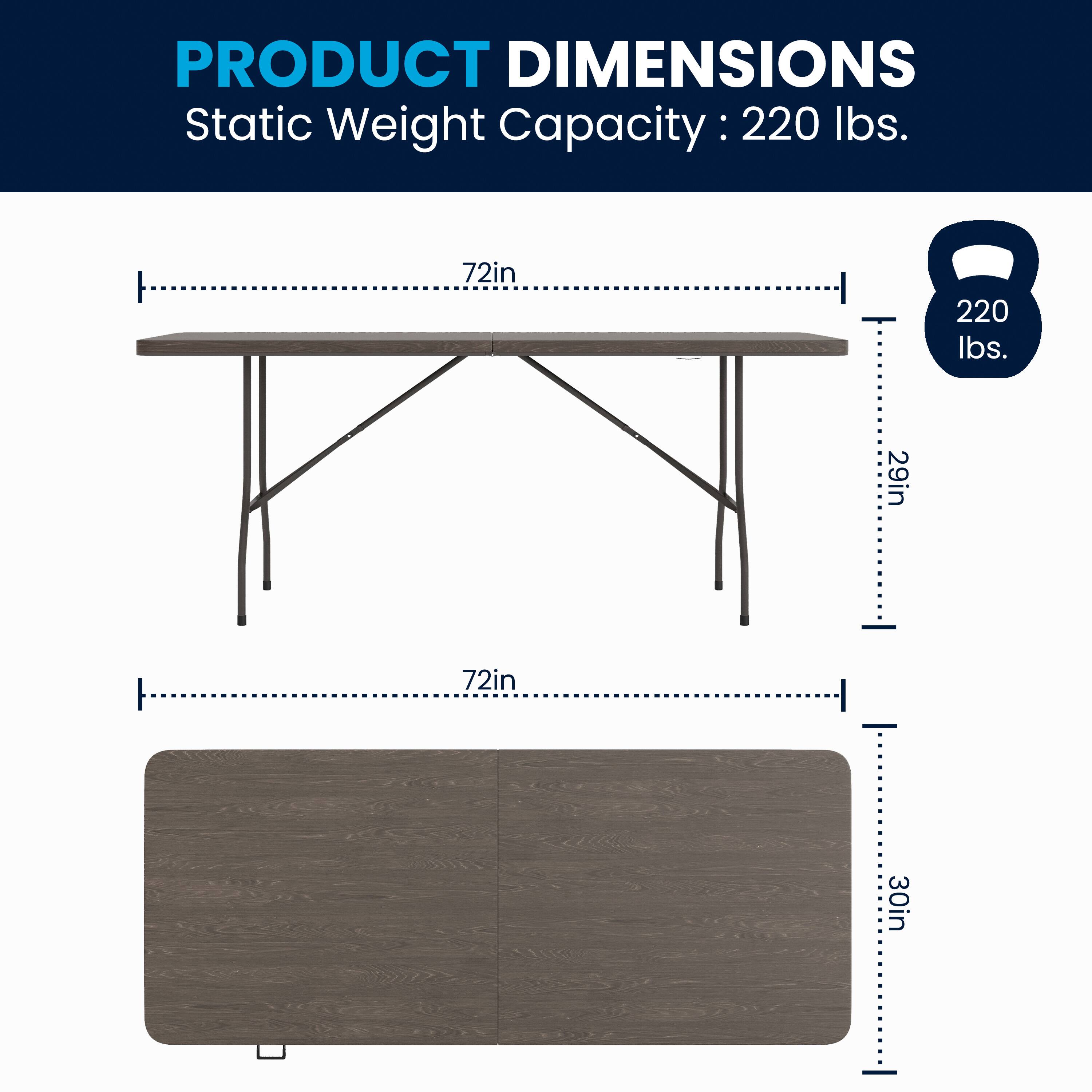 PRODUCT DIMENSIONS  
Static Weight Capacity: 220 lbs.  
72in x 29in x 30in