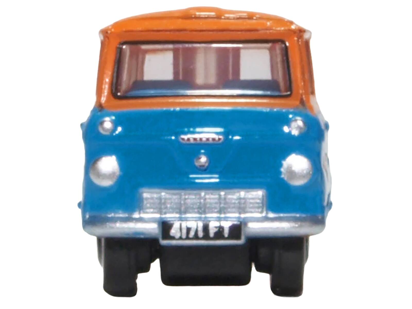 Alt View 3. Oxford Diecast - Ford 400E Van RHD (Right Hand Drive) "Fordson Super Service" Blue and Orange 1/148 (N) Scale Model Car by Oxford Diecast.