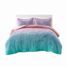 Gracie Mills - Herman Ombre Shaggy Faux Fur Comforter Set - Purple Multi
