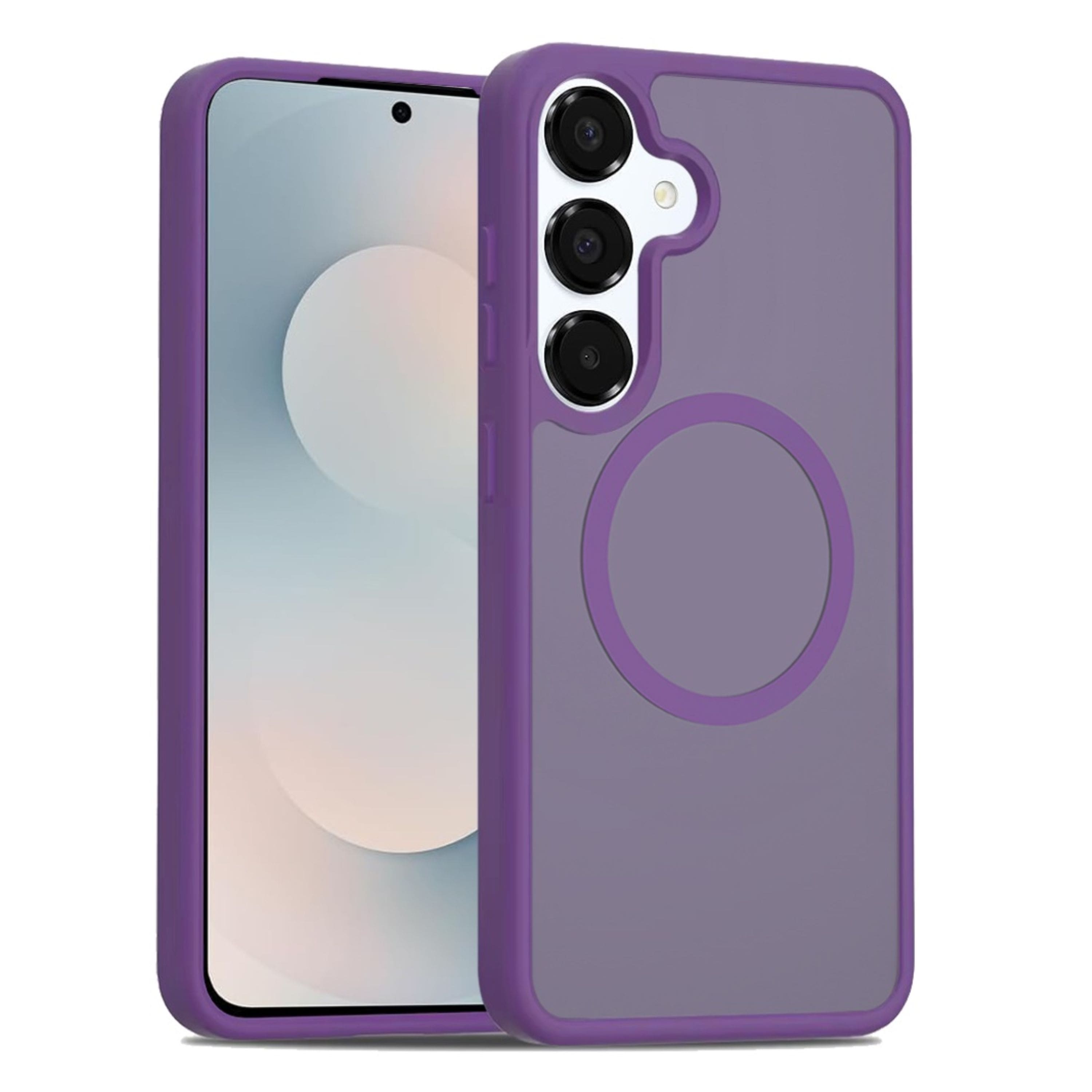 Kitcheniva - Soft Touch Translucent Magnetic Circle Phone Case With Tempered Glass For Samsung Galaxy S25 FE - Dark Purple price history on PriceWatchPro