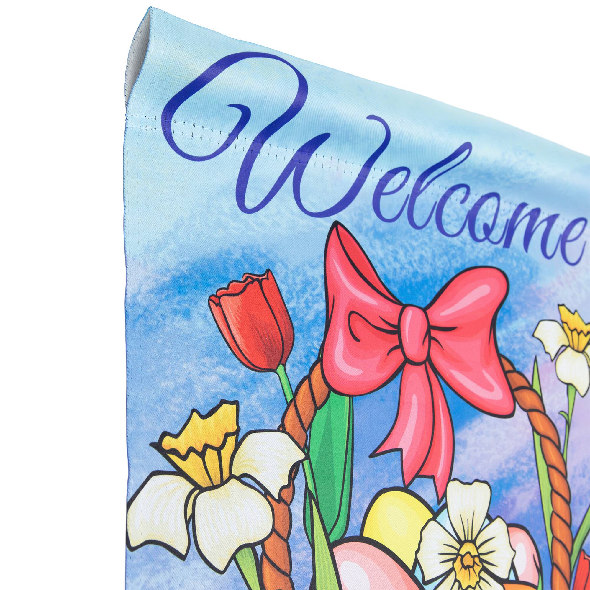 Alt View 6. Northlight - Welcome Easter Basket Outdoor Garden Flag 12.5" x 18" - Blue.