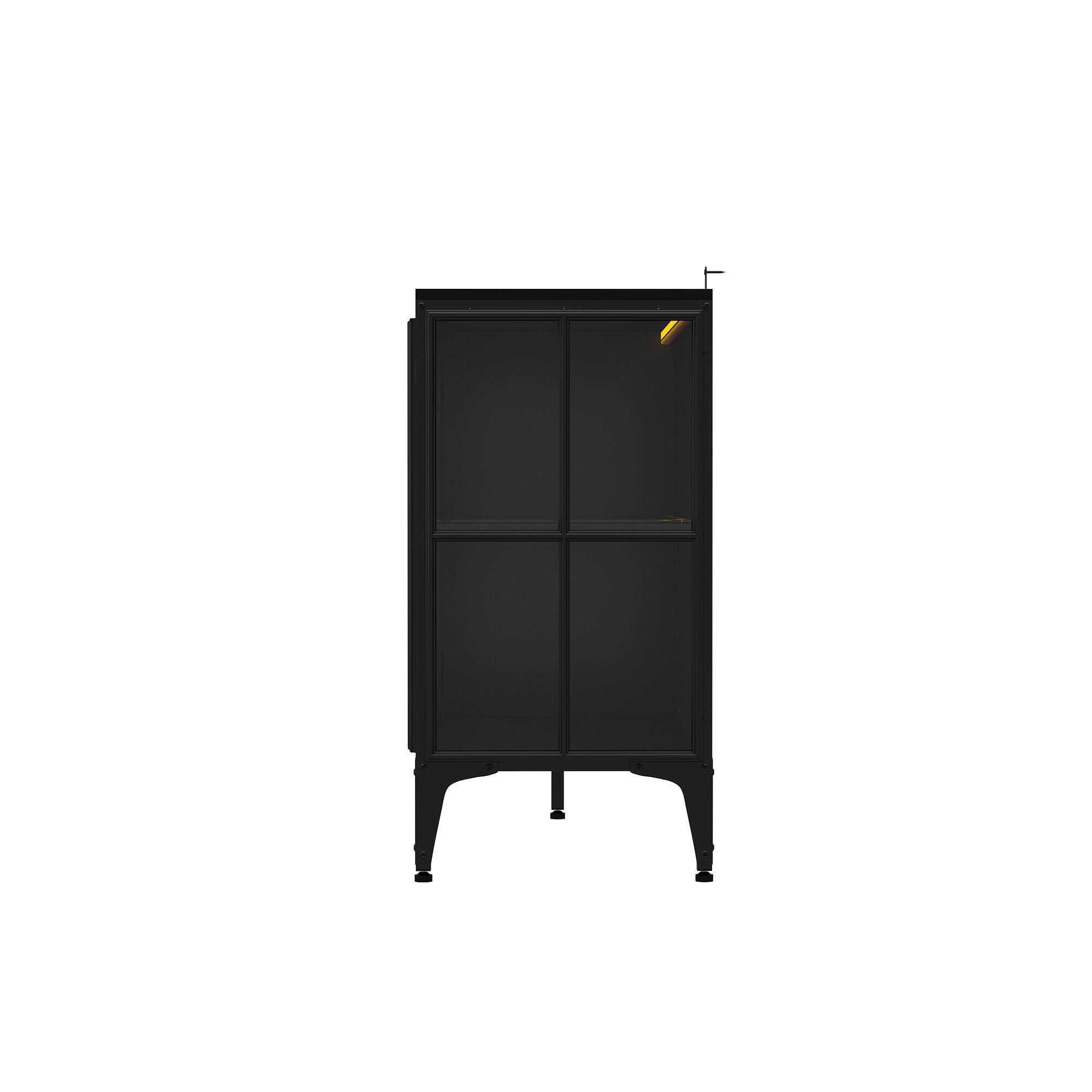 Left. Famapy - Famapy Industrial Metal & Glass Storage Cabinet - Adjustable Lighting & Anti - Tip Design - Black.