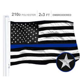 G128 - Thin Blue Line Embroidered 210D Polyester Flag, 2 x 3 ft - Assorted Colors