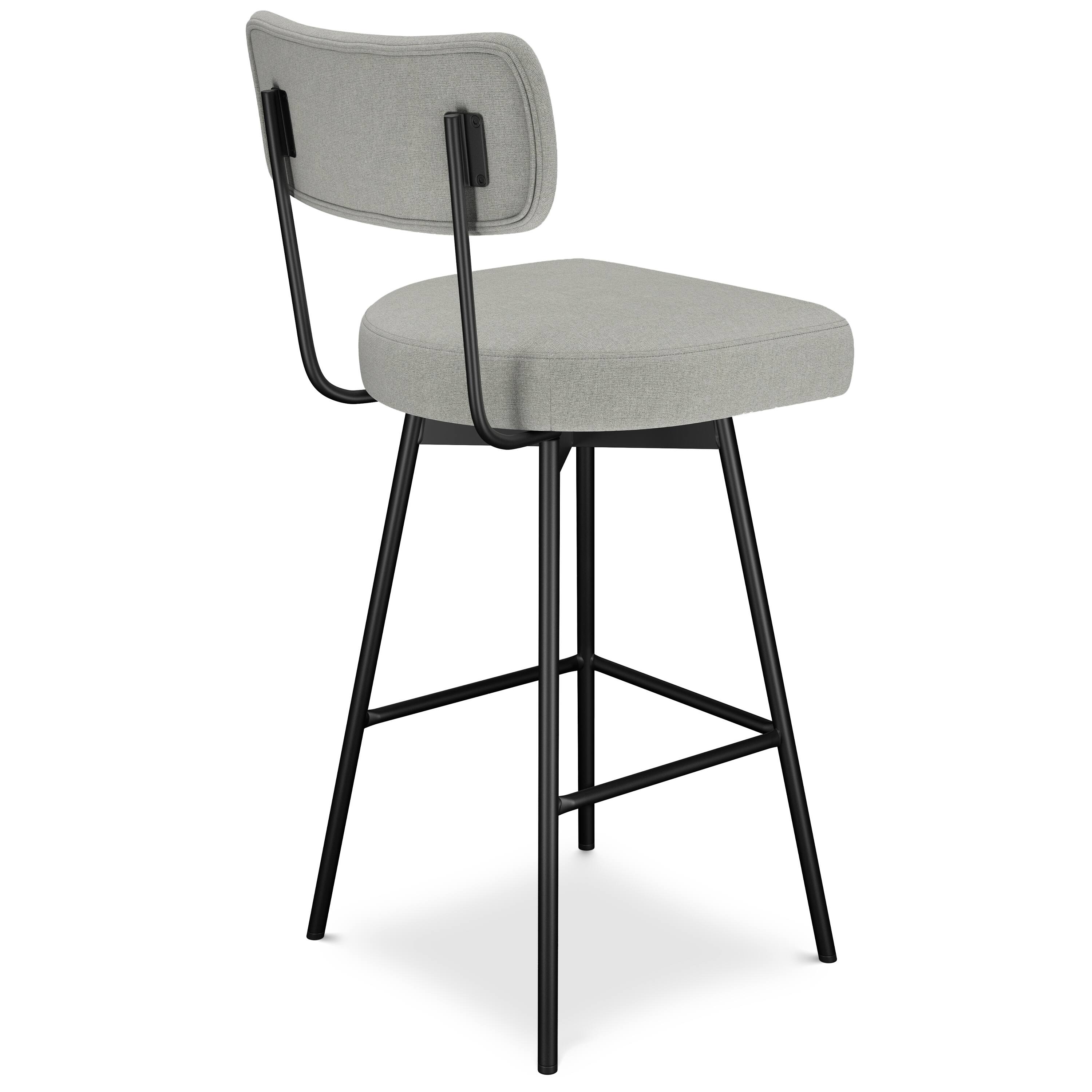Alt View 2. Simpli Home - Giselle Contemporary Modern Swivel Bar Stool (Set of 2) in Light Grey  Polyester Linen - Light Grey.
