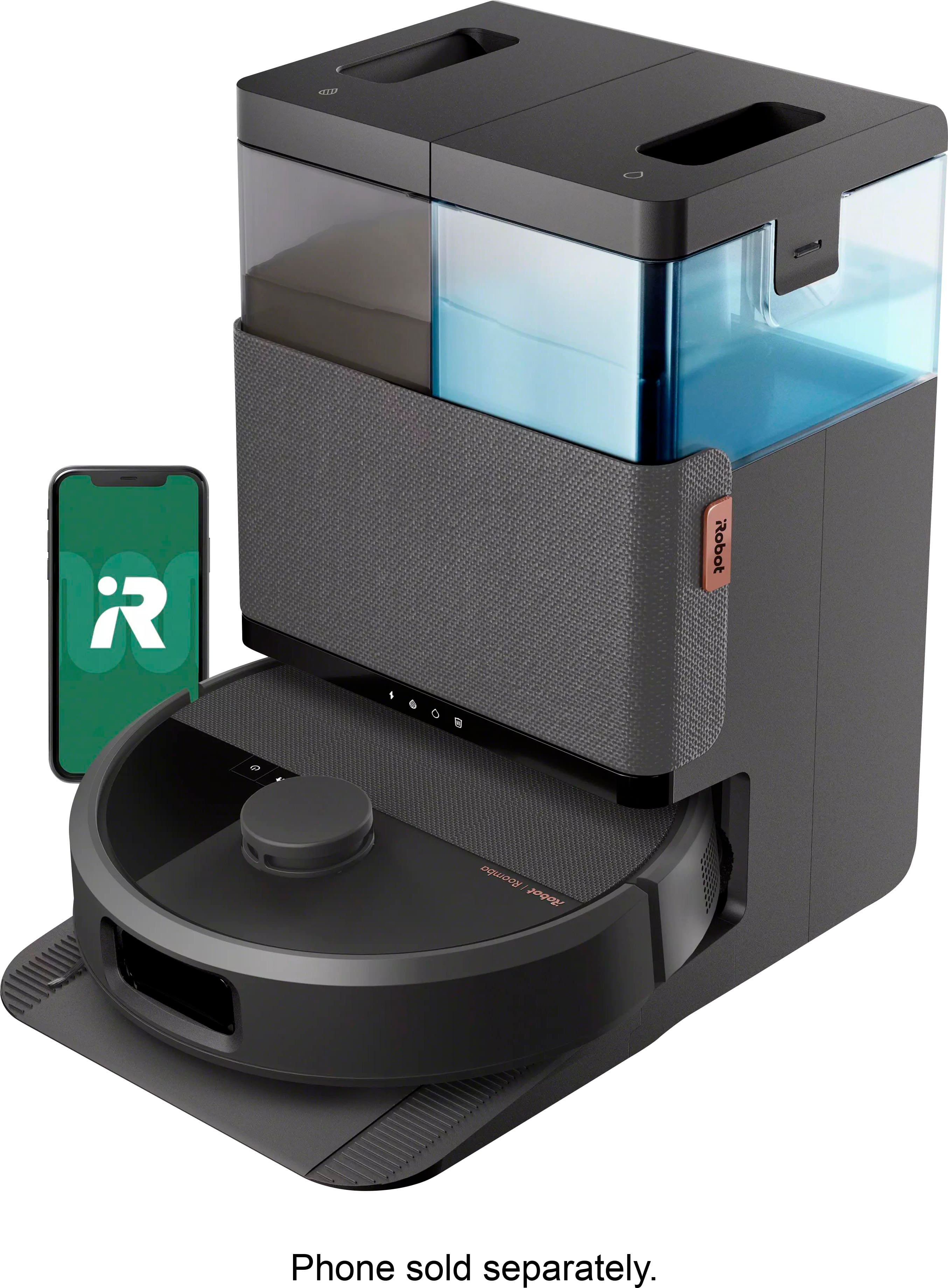 The image features a Robot R2000 phone charger and a cell phone. The charger is designed to charge the phone, and it is sold separately from the phone itself.