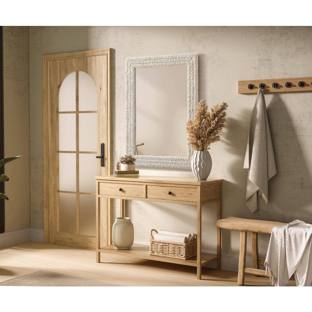 Alt View 6. Elegant Decor - Rectangle Cornhusk Mirror 27x36 in Linen White - Linen White.