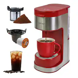 Kenmore - Single-Serve Coffee Maker & Stainless Steel Travel Mug - Red