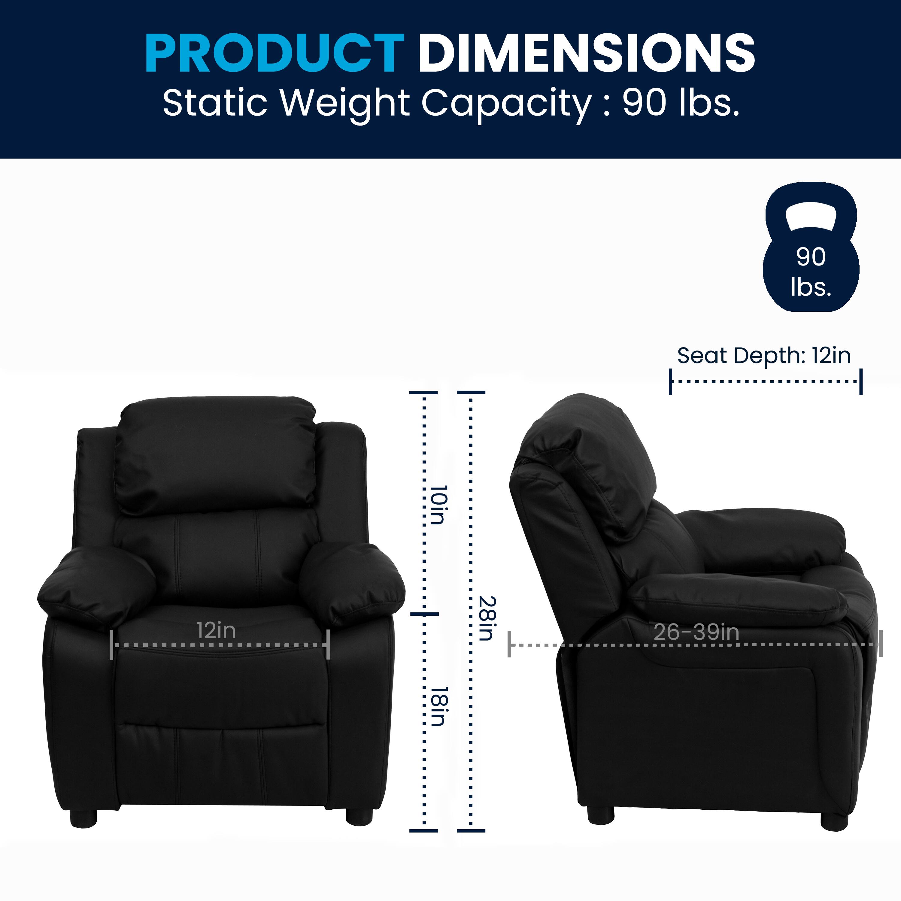 PRODUCT DIMENSIONS  
Static Weight Capacity: 90 lbs.  
Seat Depth: 12in  
Seat Width: 28in  
Seat Height: 18in  
Back Height: 26-39in