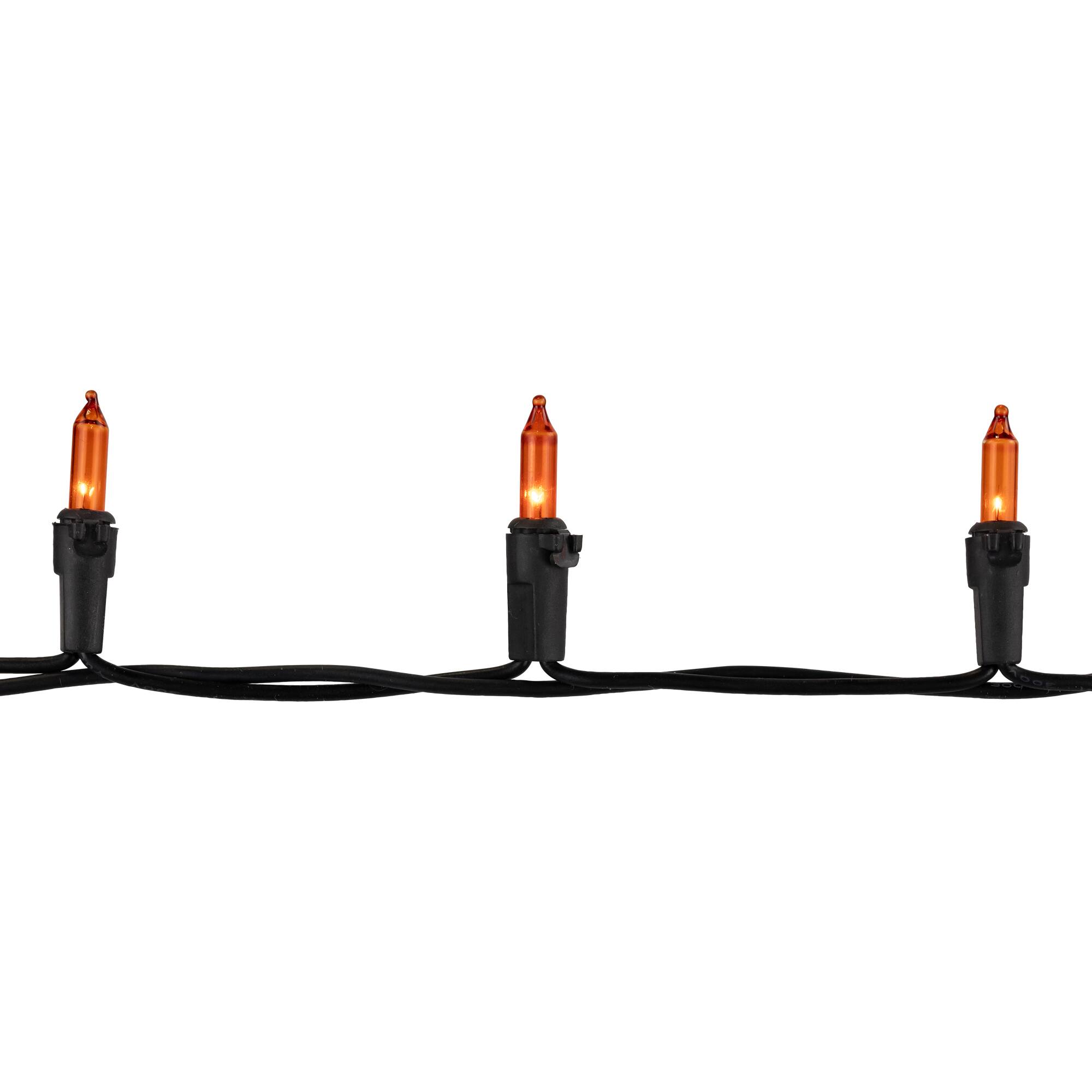 Alt View 4. Northlight - Mini Incandescent Halloween Lights - Orange - 10' Black Wire - 50ct - Black.