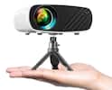 Front. COQOOL - Mini HD Projector - Compact 1080P, 200" Screen, LED Technology, Tripod Included, USB/HDMI Ports - White.