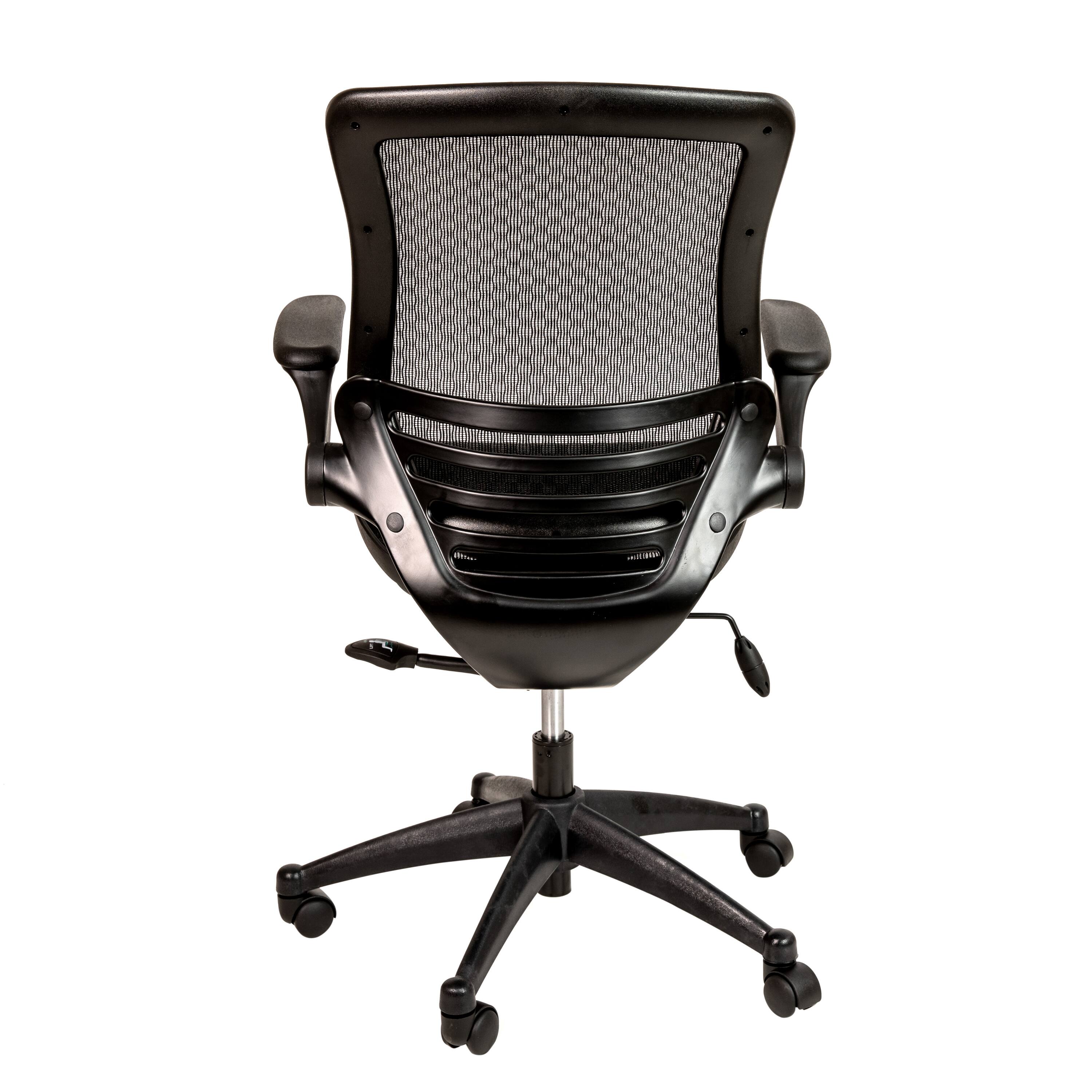 Alt View 5. Emma + Oliver - Mid-Back Transparent Mesh Executive Swivel Office Chair with Flip-Up Arms - Black Mesh/Black Frame.