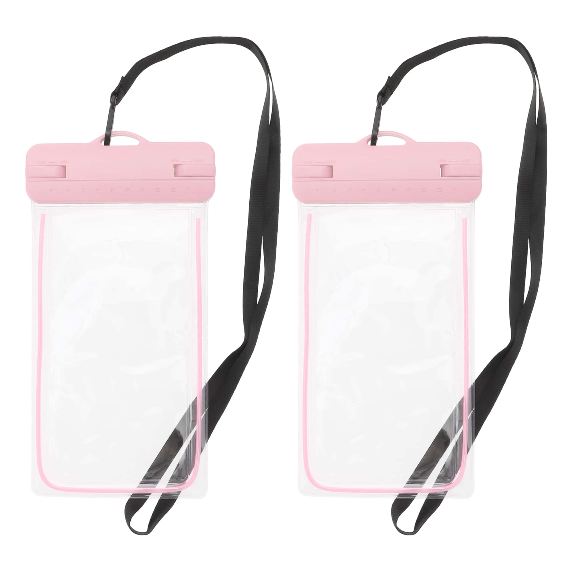 Unique Bargains - 2pcs Luminous Mobile Waterproof Bag Universal Waterproof Case Compatible for Phone 4.92"x9.65" - Pink